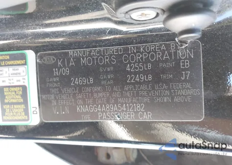 2010 Kia Optima Lx from USA, damaged, VIN KNAGG4A89A5412182